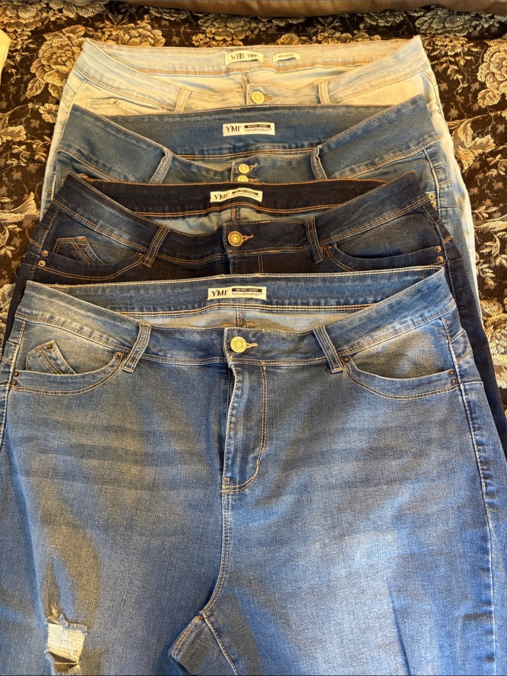 Bundle YMI Women's Blue Denim Jeans - Classic Stretch Fit 4 pair.